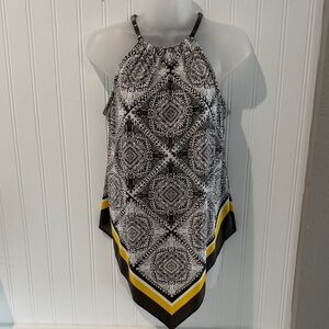 Alfani Black and Yellow Patterned Women's Top